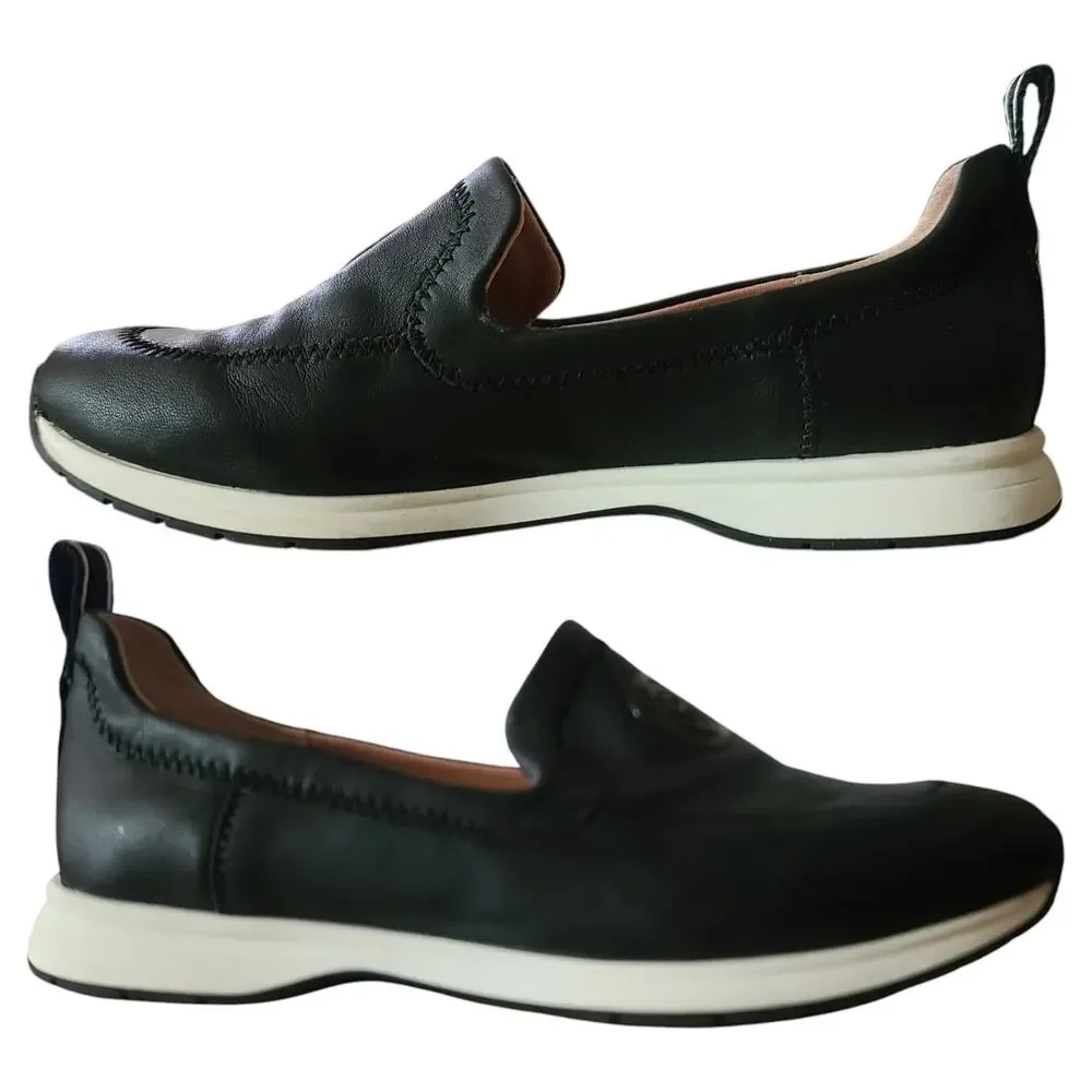 Taryn Rose Black Leather Baylor Slip On Loafers Shoes Women's 5 1/2 B